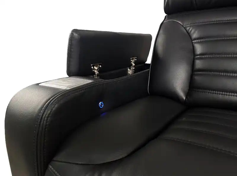 Fauteuil inclinable massant électrique en similicuir avec appui-tête électrique et siège chauffant – Abricot