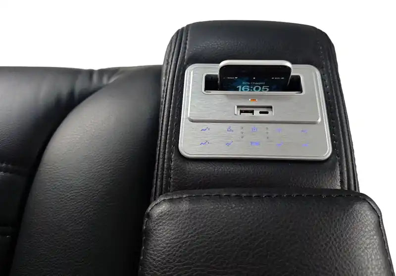 Fauteuil inclinable massant électrique en similicuir avec appui-tête électrique et siège chauffant – Abricot